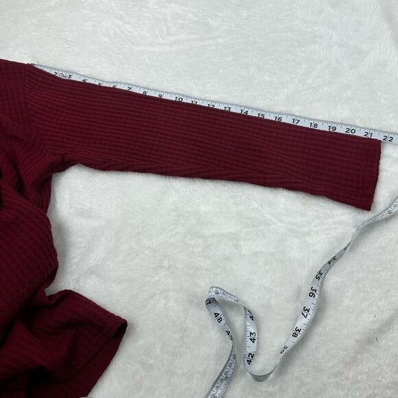 Sympli Womens Size 10 Waffleknit Cowlneck Sweater Burgundy Red Tunic Layered Hem - Picture 9 of 11